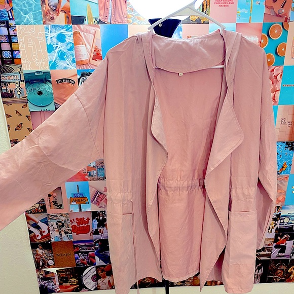 COPY - Light Pink Solid Drawstring Waist Hooded Jacket🎀 - Picture 3 of 11